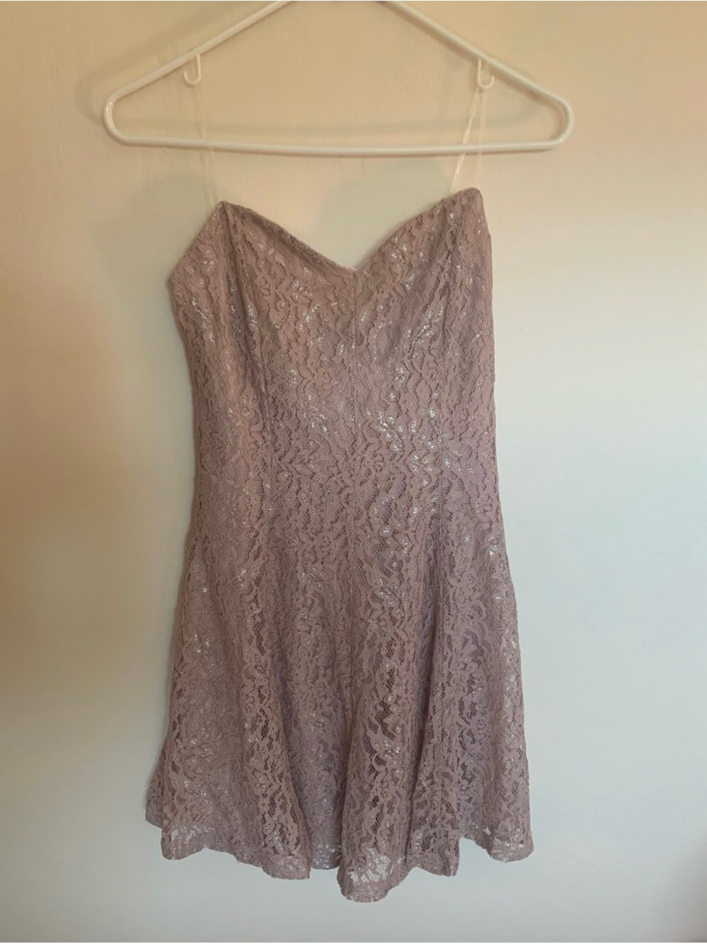 Charlotte Russe Strapless Lace Dress in Dusty Rose